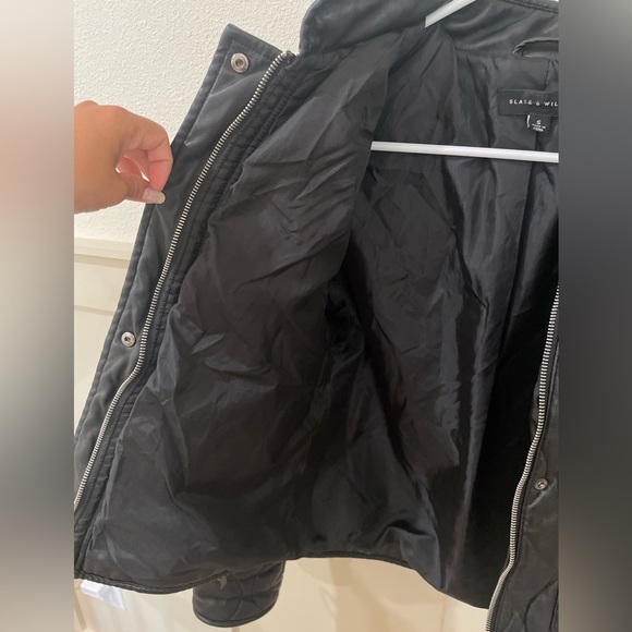 Slate & Willow Quilted Faux Leather Black Jacket Size Small - Picture 15 of 16